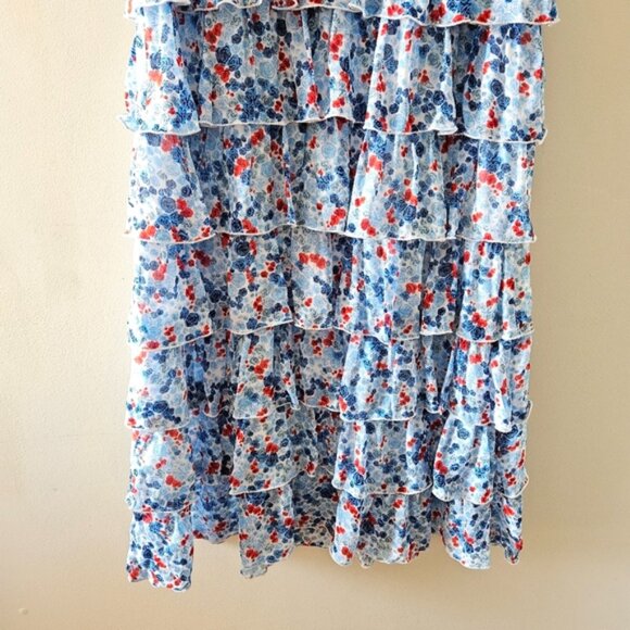 Aritzia Little Moon Rarity Blue Floral Feminine Ruffle Midi Dress Size XS. - Picture 5 of 16